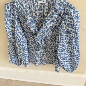 GAP Blue and White Floral Blouse